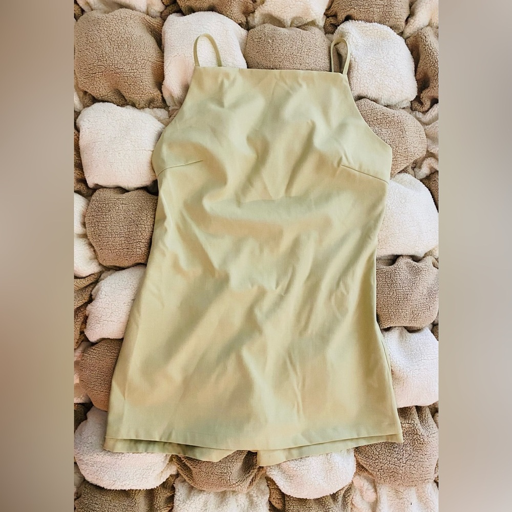 Cider Woven Square Neck Zipper Solid Cami Romper